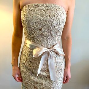 Cache gold/beige strapless dress